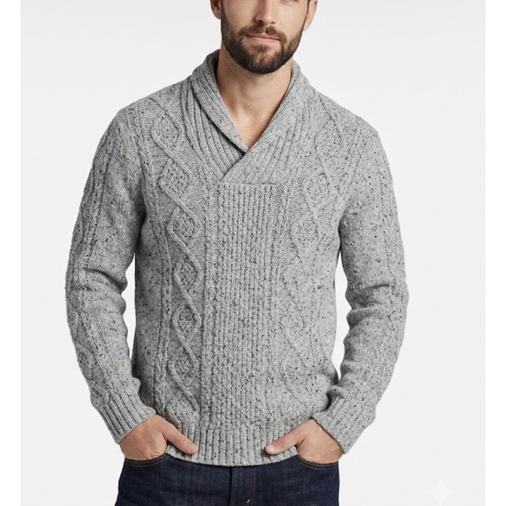 Pendleton Mens Wool Blend Cable Knit Pullover Sweater Sz Medium Gray NWT